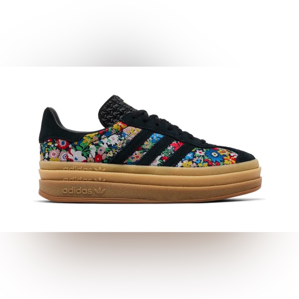 Adidas Black Floral Sneakers with Signature Stripes